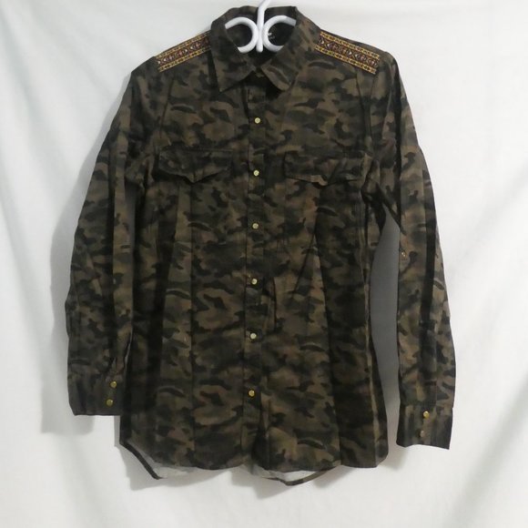 MAX | UK 14 EUR 40 | Camo / Camouflage Snap Button-Up Front Shirt | NWOT - Picture 1 of 16